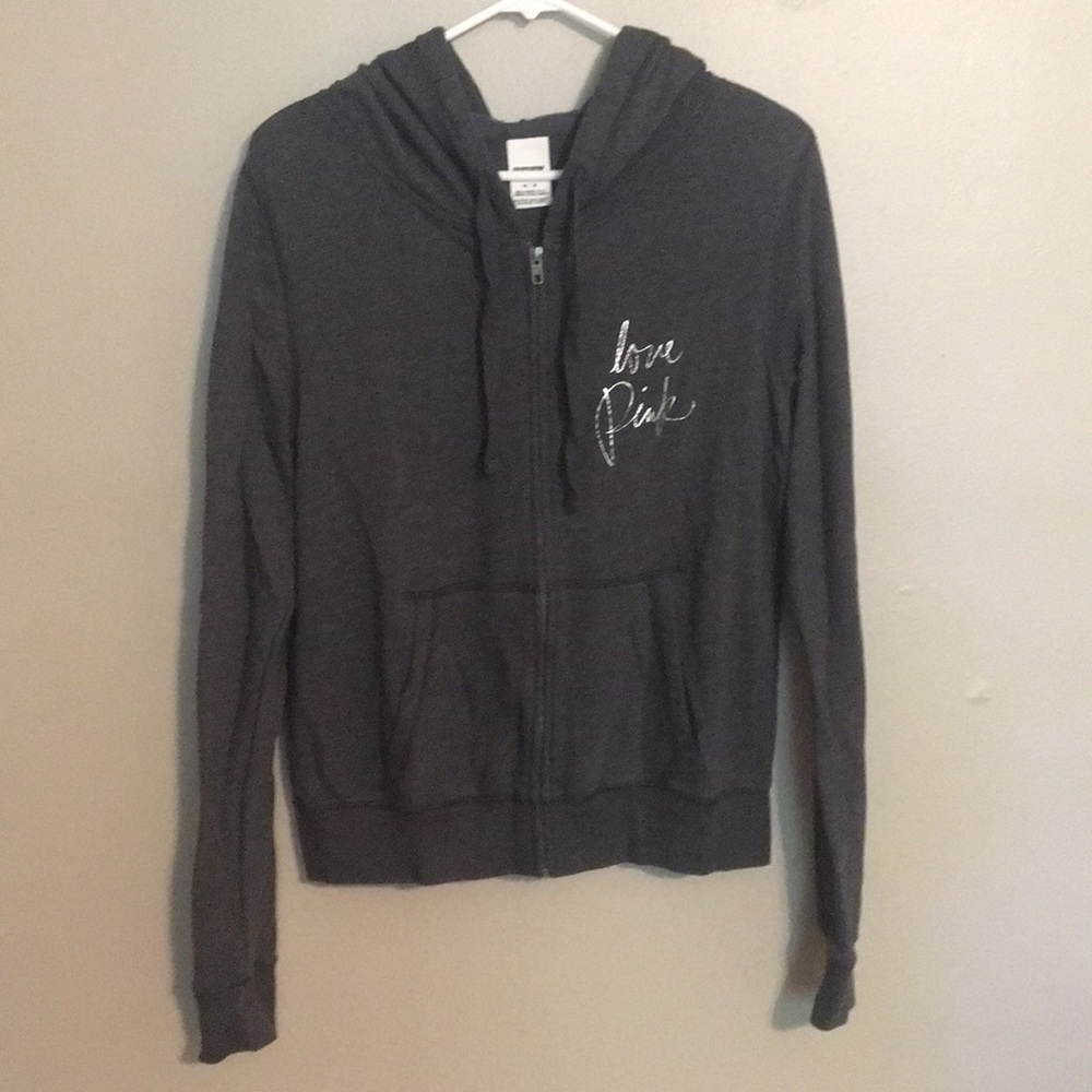 5 for $25** Dark grey PINK zip up hoodie